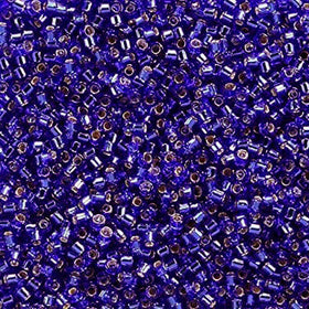 Pack of 50 gram SILVER LINED COBALT Miyuki Delica Seed Beads 11/0