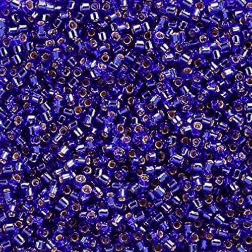 Pack of 50 gram SILVER LINED COBALT Miyuki Delica Seed Beads 11/0