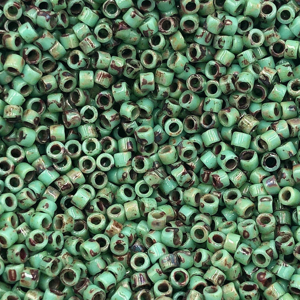 Pack of 50 gram SEAFOAM GREEN MATTE Picasso Miyuki Delica Seed Beads 11/0