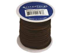 Chocolate Brown - 3mm Wide REALEATHER Deer Skin Lace 50 Feet Spool - BeadPrism