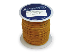 Gold - 3mm Wide REALEATHER Deer Skin Lace 50 Feet Spool - BeadPrism