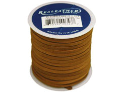 Saddle Tan - 3mm Wide REALEATHER Deer Skin Lace 50 Feet Spool - BeadPrism