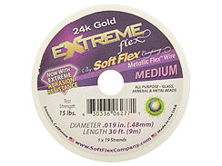 30 Feet - Extreme 24K Gold .019 MEDIUM 19 Strand Soft Flex Beading Wire - BeadPrism