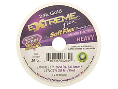 30 Feet - Extreme 24K Gold .024 HEAVY 19 Strand Soft Flex Beading Wire - BeadPrism