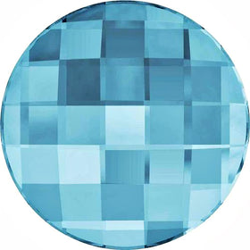 2  Aquamarine - 20mm Round 2035 Chessboard  Swarovski Glue On Flat Backs - BeadPrism