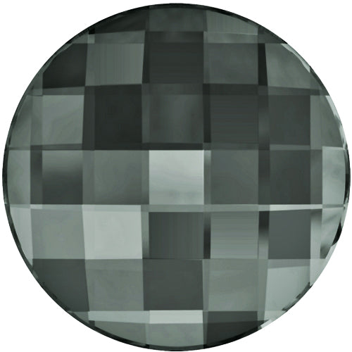 2  Black Diamond - 20mm Round 2035 Chessboard  Swarovski Glue On Flat Backs - BeadPrism