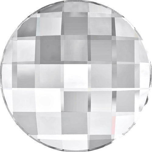 2  Crystal (Foiled) - 20mm Round 2035 Chessboard  Swarovski Glue On Flat Backs - BeadPrism