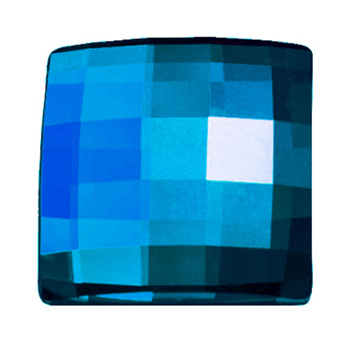 6  Crystal Bermuda Blue - 12mm 2493 Chessboard  Swarovski Glue On Flat Backs - BeadPrism