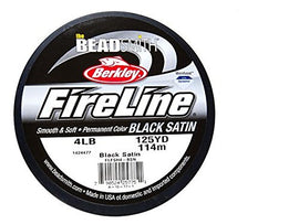 Black FireLine Bead Thread 4LB Test, 125 Yard Spool - Packs of 1,3, 6 pcs - BeadPrism