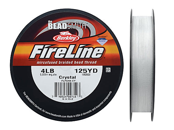 FireLine Bead Thread 4, 6, 8, 10LB Test - 50, 125 Yard Spool, Crystal, Black Satin, Smoke, Choose Color, Length, Thickness