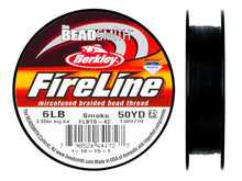 Load image into Gallery viewer, FireLine Bead Thread 4, 6, 8, 10LB Test - 50, 125 Yard Spool, Crystal, Black Satin, Smoke, Choose Color, Length, Thickness