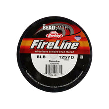Load image into Gallery viewer, FireLine Bead Thread 4, 6, 8, 10LB Test - 50, 125 Yard Spool, Crystal, Black Satin, Smoke, Choose Color, Length, Thickness