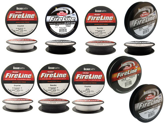 FireLine Bead Thread 4, 6, 8, 10LB Test - 50, 125 Yard Spool, Crystal, Black Satin, Smoke, Choose Color, Length, Thickness