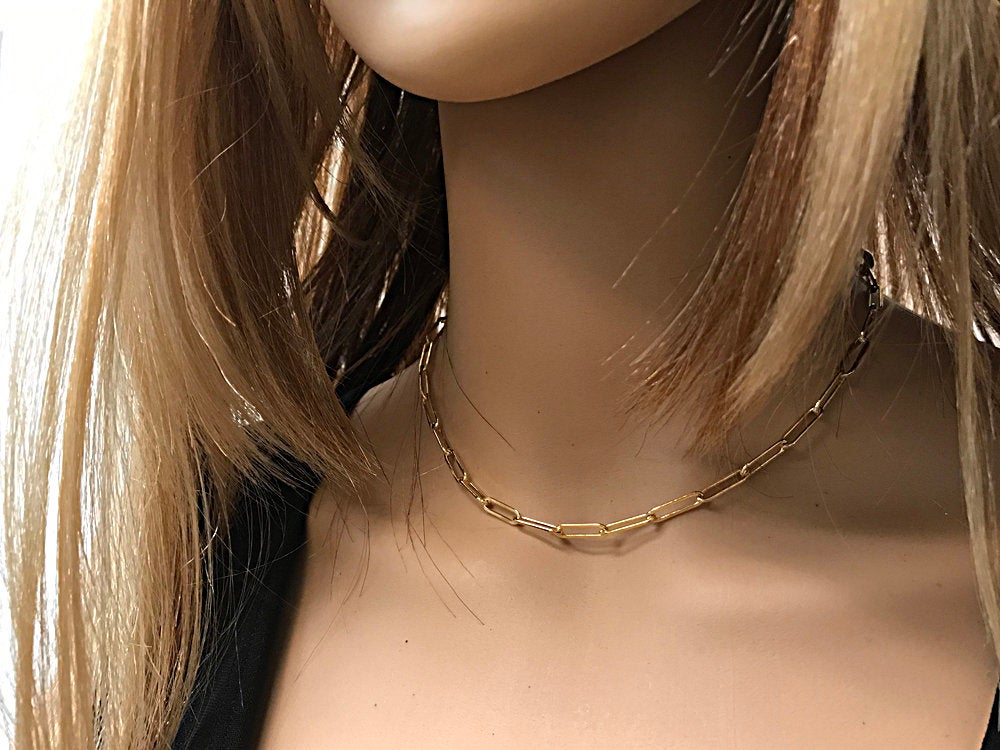 Thick Chain Necklace, 14k Gold Filled Layering Necklace Chain Link Rectangle Link Chain Necklace - BeadPrism
