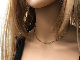 Thick Chain Necklace, 14k Gold Filled Layering Necklace Chain Link Rectangle Link Chain Necklace - BeadPrism