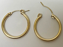Load image into Gallery viewer, Gold Hoop Earrings, 14K Gold Filled, RoseGold Filled, 1 Pair 2mm Thick, 3 Sizes 15mm, 18mm, 22mm - BeadPrism