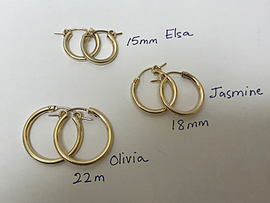 Gold Hoop Earrings, 14K Gold Filled, RoseGold Filled, 1 Pair 2mm Thick, 3 Sizes 15mm, 18mm, 22mm - BeadPrism