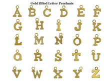 Load image into Gallery viewer, 14K Gold Filled Letter Charms, Gold Initial charms, alphabet charms, Gold Personalized Block letters - BeadPrism