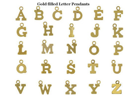 14K Gold Filled Letter Charms, Gold Initial charms, alphabet charms, Gold Personalized Block letters - BeadPrism