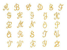 Load image into Gallery viewer, 14K Gold Filled Cursive Letter Charms, Gold Initial Charm, Alphabet Charm, Personalized Block Letter - BeadPrism