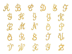14K Gold Filled Cursive Letter Charms, Gold Initial Charm, Alphabet Charm, Personalized Block Letter - BeadPrism