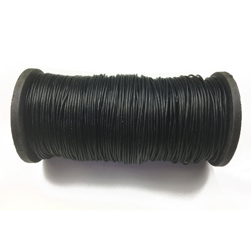 25 meters - Black 1mm Round Indian Leather Cord - BeadPrism