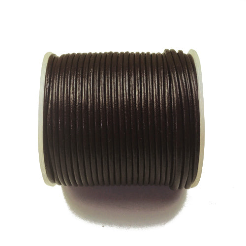 25 meters - Dark Brown 1.5mm Round Indian Leather Cord - BeadPrism