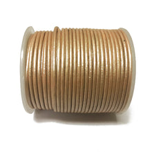 Load image into Gallery viewer, 25 Meters - Cream Metallic Leather 1.5mm Round Leather Cord - BeadPrism