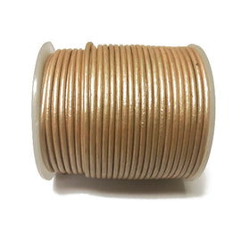 25 Meters - Cream Metallic Leather 1.5mm Round Leather Cord - BeadPrism