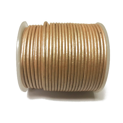 25 Meters - Cream Metallic Leather 1.5mm Round Leather Cord - BeadPrism