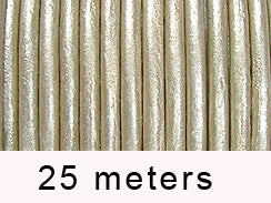 25 Meters - Silver Metallic Leather 1.5mm Round Leather Cord - BeadPrism