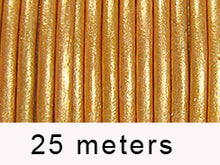 Load image into Gallery viewer, 25 Meters - Gold Metallic Leather 1.5mm Round Leather Cord - BeadPrism