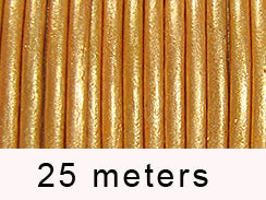 25 Meters - Gold Metallic Leather 1.5mm Round Leather Cord - BeadPrism