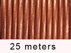 25 Meters - Burnt Orange Metallic Leather 1.5mm Round Leather Cord - BeadPrism