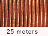 25 Meters - Burnt Orange Metallic Leather 1.5mm Round Leather Cord