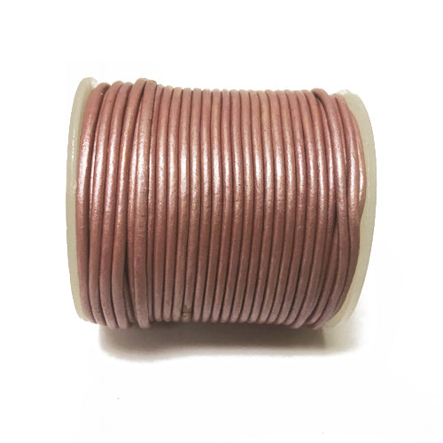 25 Meters - Baby Pink Metallic Leather 1.5mm Round Leather Cord - BeadPrism