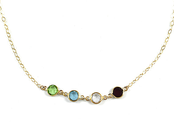 6mm Gold Filled Birthstone Necklace, Preciosa Birthstone Channel Links, Choose Color and Size