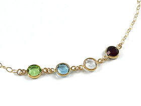 6mm Gold Filled Birthstone Necklace, Preciosa Birthstone Channel Links, Choose Color and Size