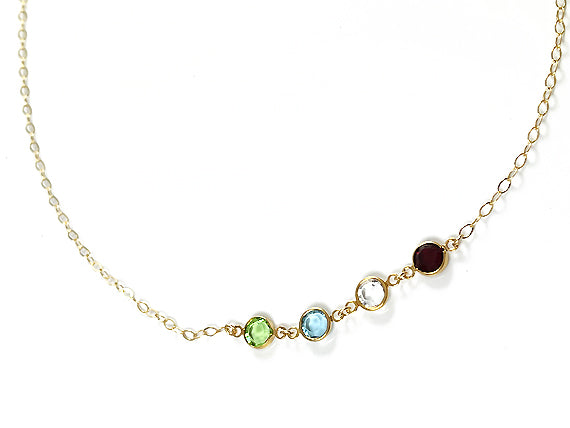 6mm Gold Filled Birthstone Necklace, Preciosa Birthstone Channel Links, Choose Color and Size