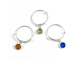 Sterling Silver 2.2 to 2.6 inch Expandable Ring with 6mm Preciosa Birthstone Channel Charms, Choose Color