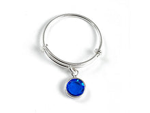 Load image into Gallery viewer, Sterling Silver 2.2 to 2.6 inch Expandable Ring with 6mm Preciosa Birthstone Channel Charms, Choose Color