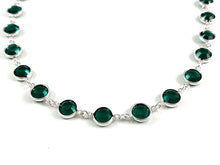 Load image into Gallery viewer, 8mm Silver Plated Birthstone Necklace, Preciosa Birthstone Channel Links, Choose Color and Size