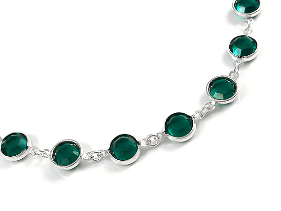 8mm Silver Plated Birthstone Necklace, Preciosa Birthstone Channel Links, Choose Color and Size
