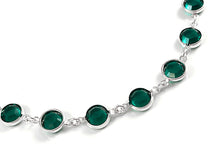 Load image into Gallery viewer, 8mm Silver Plated Birthstone Necklace, Preciosa Birthstone Channel Links, Choose Color and Size