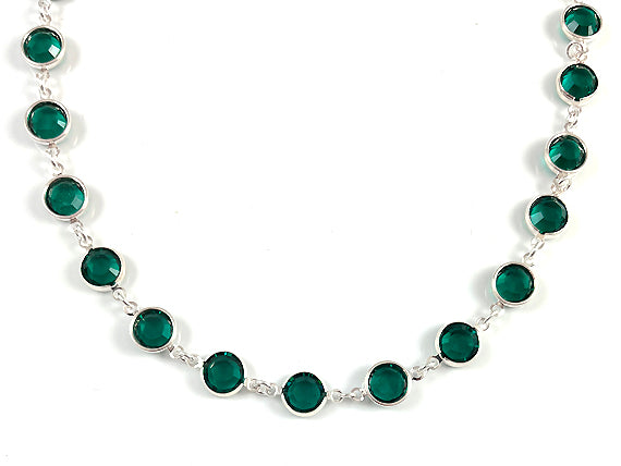 8mm Silver Plated Birthstone Necklace, Preciosa Birthstone Channel Links, Choose Color and Size