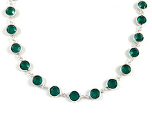 Load image into Gallery viewer, 8mm Silver Plated Birthstone Necklace, Preciosa Birthstone Channel Links, Choose Color and Size