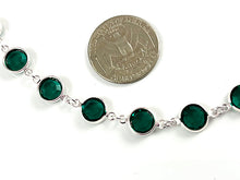 Load image into Gallery viewer, 8mm Silver Plated Birthstone Necklace, Preciosa Birthstone Channel Links, Choose Color and Size