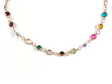 Load image into Gallery viewer, 6mm Rose Gold Plated Birthstone Necklace, Preciosa Birthstone Channel Links, Choose Color and Size
