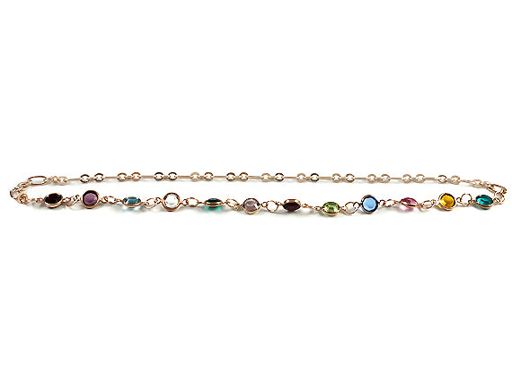 6mm Rose Gold Plated Birthstone Necklace, Preciosa Birthstone Channel Links, Choose Color and Size