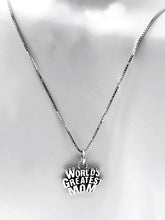 Load image into Gallery viewer, Mothers Day Necklace Sterling Silver World's Greatest Mom Charm with Rhodium Plated Sterling Silver 0.9mm Stamped Finished Italian Box Chain